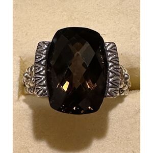 Barbara Bixby Smoky Quartz 18K Gold Sterling Silver Ring, Size 9.5